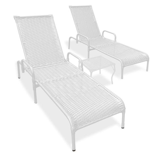 Imagem de Kit 2 Espreguiçadeiras Catar com Regulagem e Mesa de Centro para Piscina, Área Externa