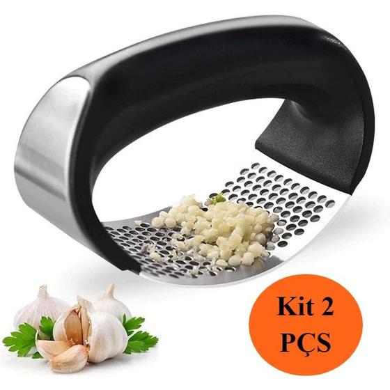 Imagem de KIT 2 Espremedor Amassador Triturador De Alho Inox Manual Cozinha Garlic Press