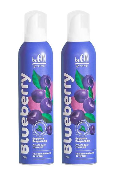 Imagem de kit 2 ESPUMA PARA DRINKS EM SPRAY SABOR BLUEBERRY BEGIN 200G