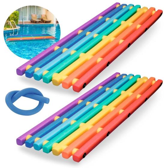 Imagem de Kit 2 Esteiras Flutuantes Coloridas / Brinquedo de Piscina Suporta Ate 90 Kg + Boia Espaguete Macarrao  Upex 