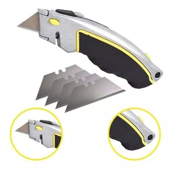 Imagem de Kit 2 Estilete Trapezoidal Profissional 18mm Com 05 Lâminas