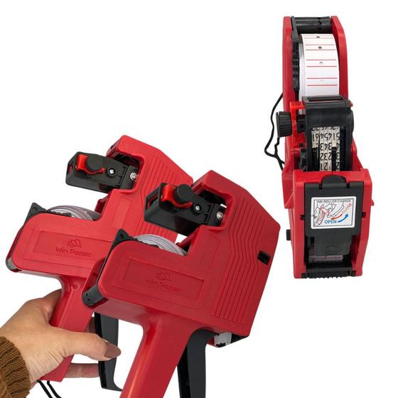 Imagem de Kit 2 Etiquetadoras Manual de Preços 8 Dígitos com Refil e Etiquetas Comércio Feira Eventos