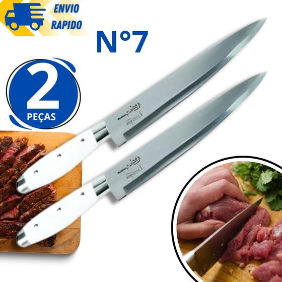 Imagem de Kit 2 Faca de Corte Para Carne Linha Europa N7 Para Cozinha Carnes Legumes Frutas Para Açougue