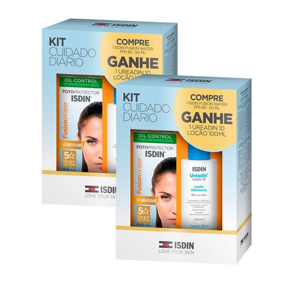 Menor preço em Kit 2 Facial Isdin Protetor Solar Fusion Water 5 Stars FPS 60 Sem Cor 50ml Ganhe Ureadin 10 Isdin Loção 100ml