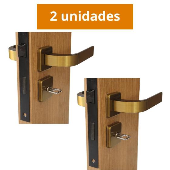 Imagem de Kit 2 Fechaduras Porta Banheiro Roseta Bronze 10773 - MGM