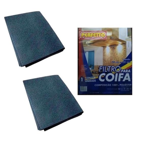 Imagem de Kit 2 Filtro Manta Para Coifa Exaustor Depurador De Ar 79X59