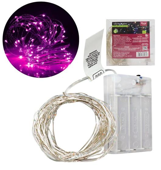 Imagem de Kit 2 Fio De Fada Led Cordão de Luz Decoração Rosa 10 Metros