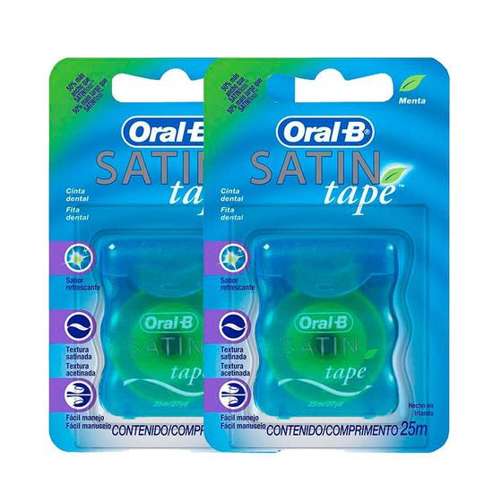 Imagem de Kit 2 Fio Dental Oral-b Satin Tape 25m