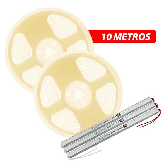 Imagem de Kit 2 Fita Led Risqué Branco Quente/neutro 10m + 3 Fontes Driver Slim Avant