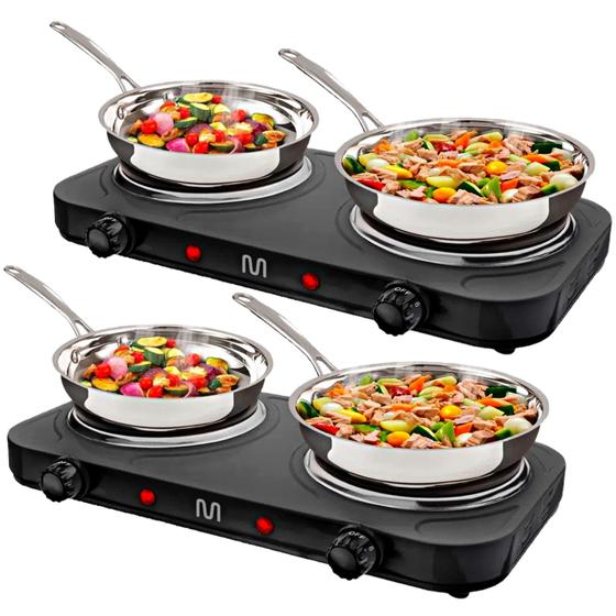 Kit 2 Fogão Elétrico Cooktop 2 Boca De Mesa Portátil 2000W Potente 6
