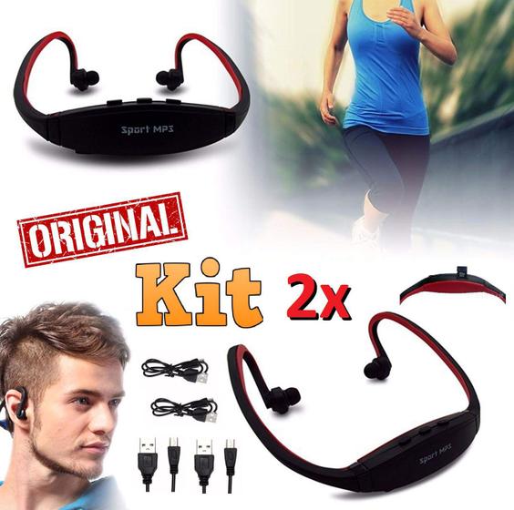 Kit 2 Fones Ouvido Sem Fio Sport Mp3 Rádio Fm Entrada Cartão Sd Mp3 ...