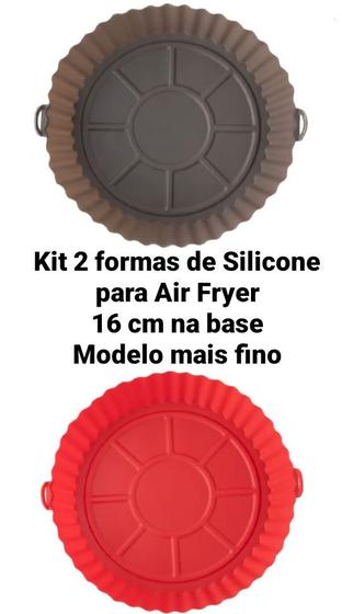 Imagem de Kit 2 Forma Cesto Silicone Redondo 16cm Fino para Air Fryer