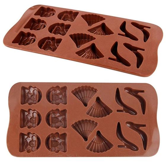 Imagem de Kit 2 Forma de Doce Desenhos de Leque Salto Bolsa Chocolate 