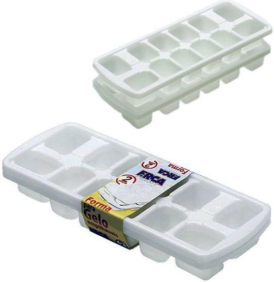 Imagem de Kit 2 Forma de Gelo com 12 Cavidades Retangular de Plástico 24,5x10 cm