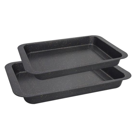 Imagem de Kit 2 Formas Assadeira Retangular Antiaderente Para Bolo Torta