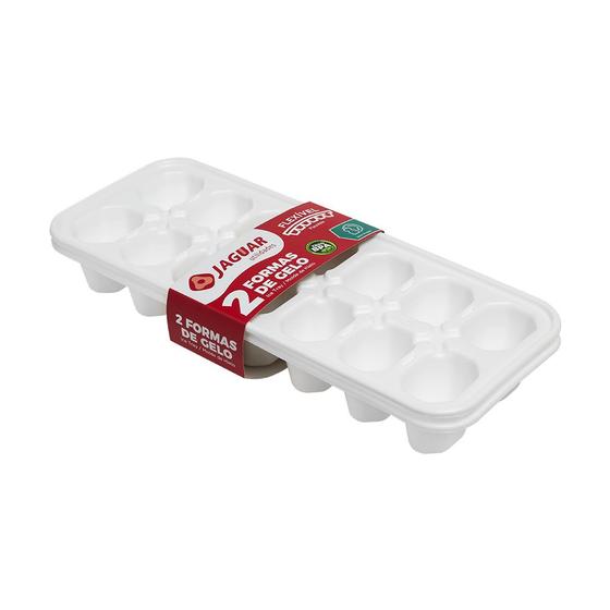Imagem de Kit 2 Formas de Gelo Branco  Jaguar Formas de Gelo com 12 Cubos 2 Peças  PANAMI Praticidade e Eficiência para suas Bebidas