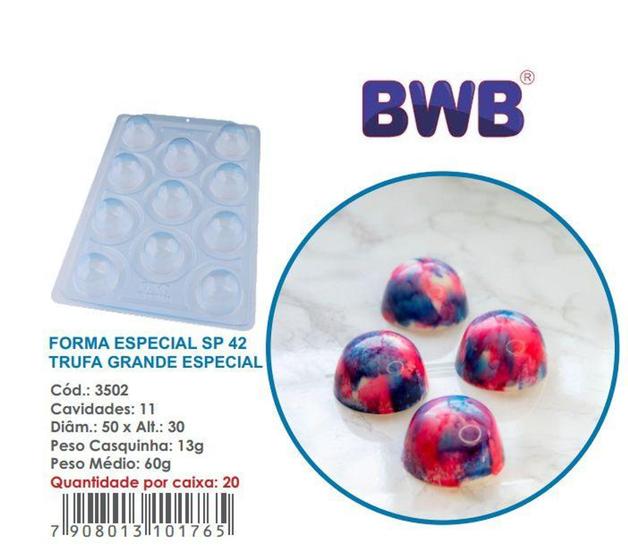 Imagem de Kit 2 Formas especial trufa grande 60g 3 partes c/ silicone pascoa bwb 3502 sp 42