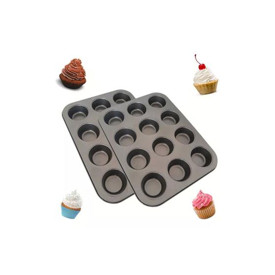 Imagem de Kit 2 Formas para Cupcake Antiaderente 12 cavidades