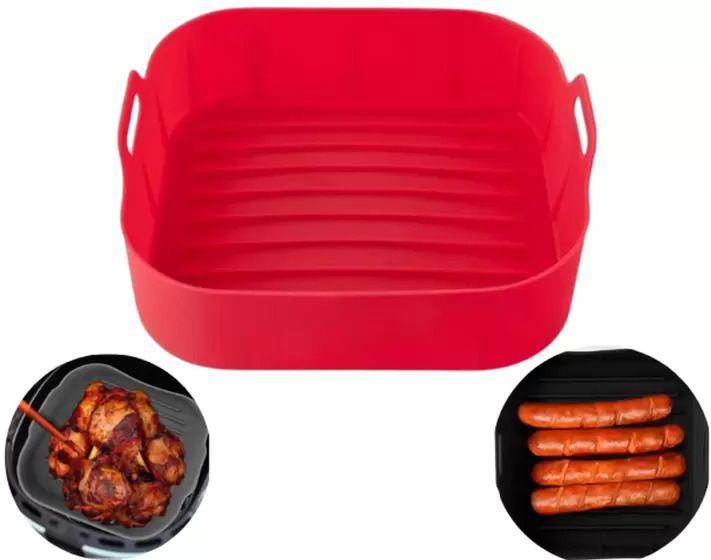 Imagem de Kit 2 Formas Silicone Air Fryer Fritadeira Elétrica Forno Quadrada