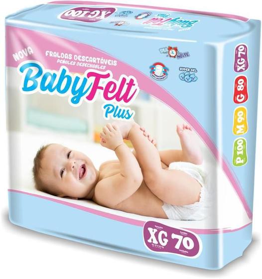 Imagem de Kit 2 Fralda Descartável Baby Felt Noturna Infantil XG - 70 Unidades