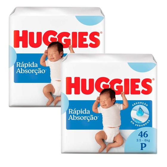 Kit 2 Fralda Huggies Tripla Proteção Tamanho P Pacote Mega 46 Fraldas Descartáveis Imagem de Kit 2 Fralda Huggies Tripla Proteção Tamanho P Pacote Mega 46 Fraldas Descartáveis