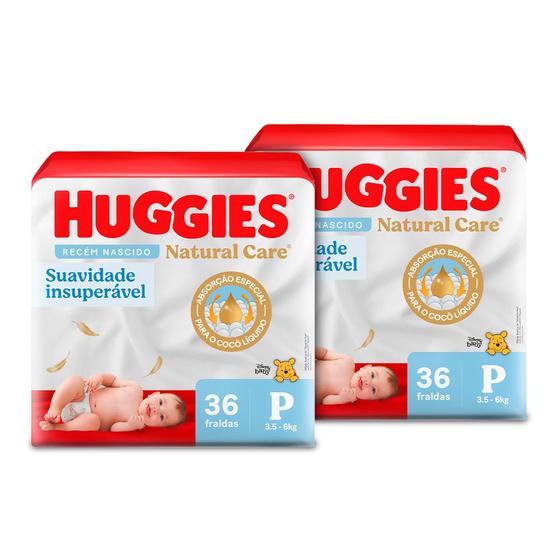 Imagem de Kit 2 - Fralda Premium Huggies Natural Care P 36 Un