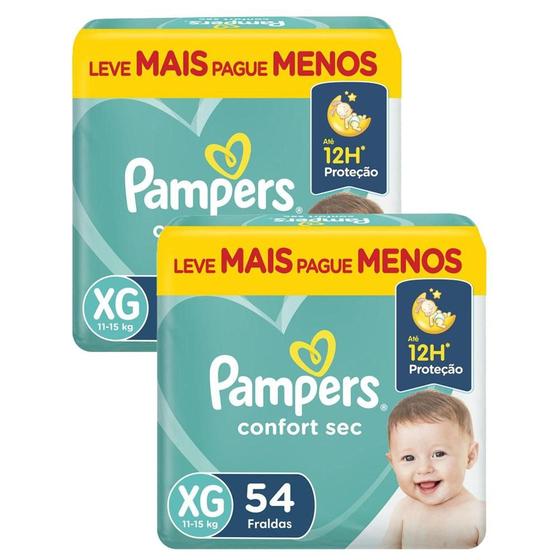 Imagem de Kit 2 Fraldas Pampers Confort Sec Super XG com 54un cada