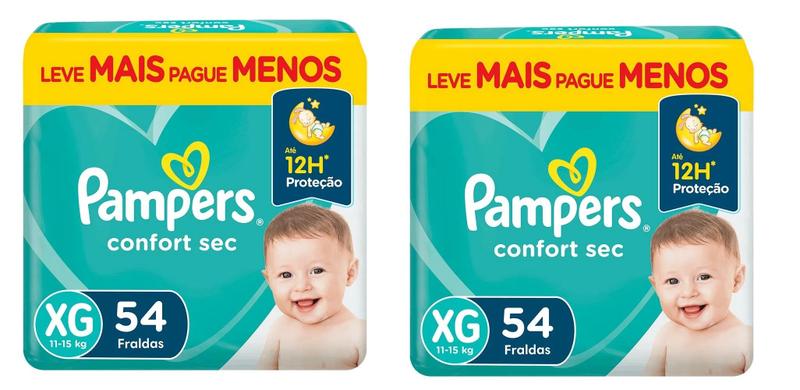 Imagem de Kit 2 Fraldas Pampers Confort Sec Tam XG 54 FortBag  Procter