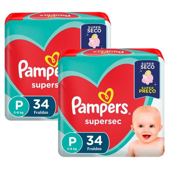 Imagem de Kit 2 Fraldas Pampers Supersec P 34 Unidades