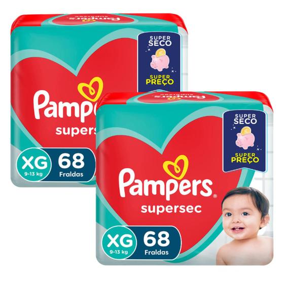 Imagem de Kit 2 Fraldas Pampers Supersec XG com 68 unidades