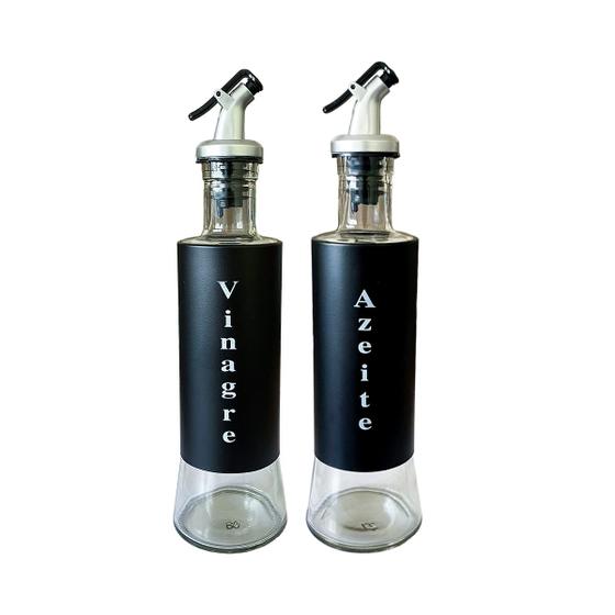 Imagem de Kit 2 Frascos Galheteiro Vidro Elegante Dosador Porta Azeite Oliva Vinagre Óleo Utensilio De Cozinha Temperar Alimentos Multiuso
