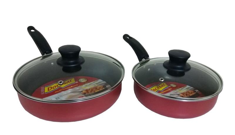 Imagem de Kit 2 Frigideiras Antiaderente Com Tampa De Vidro 22 e 18Cm