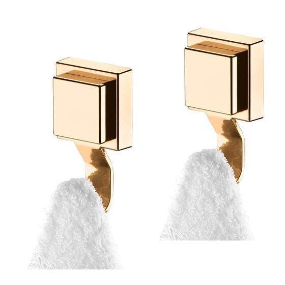 Imagem de Kit 2 Gancho Multiuso Com Ventosa Para Toalha Objetos Utensílios Banheiro Dourado - Future
