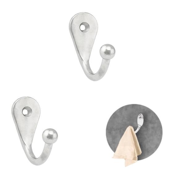 Imagem de Kit 2 Ganchos Gabide Pequeno Parede Inox Pendurar Toalhas Roupas