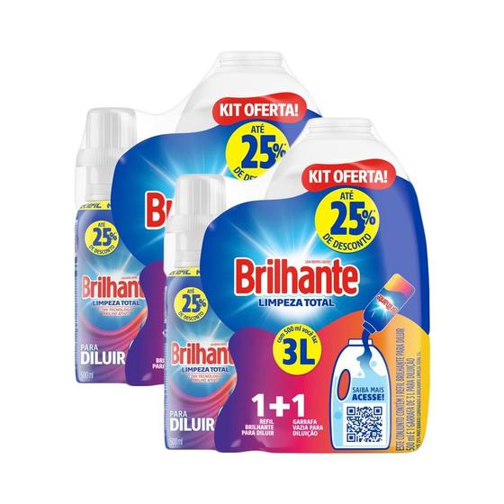 Kit 2 Garrafa para Diluição + 2 Lava Roupas Brilhante 500ml Menor preço em Kit 2 Garrafa para Diluição + 2 Lava Roupas Brilhante 500ml