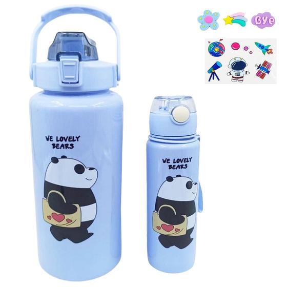 Imagem de Kit 2 Garrafas de Água Azul claro We Lovely Bears 2L e 700ml