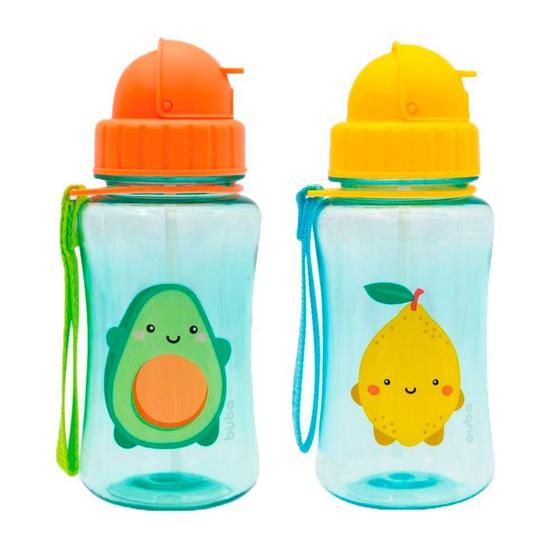 Imagem de Kit 2 Garrafinha Infantil Frutti 400 Ml Buba Canudo Retrátil