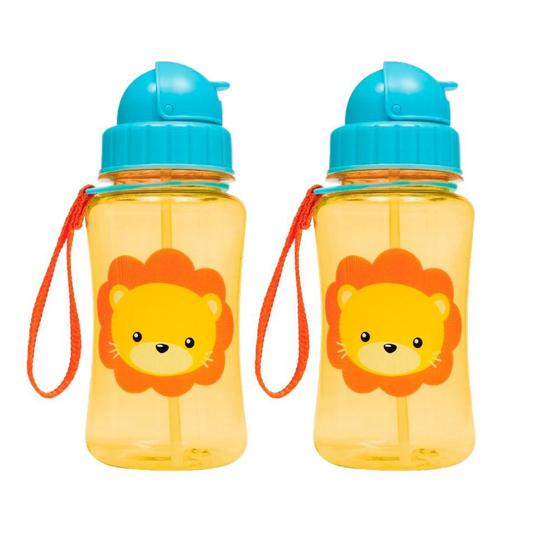 Imagem de Kit 2 garrafinha infantil fun 400 ml buba canudo retrátil silicone