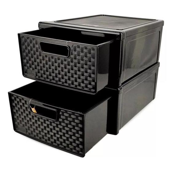 Imagem de Kit 2 Gaveteiros Organizadores Modular Rattan Multiuso 7,9 L