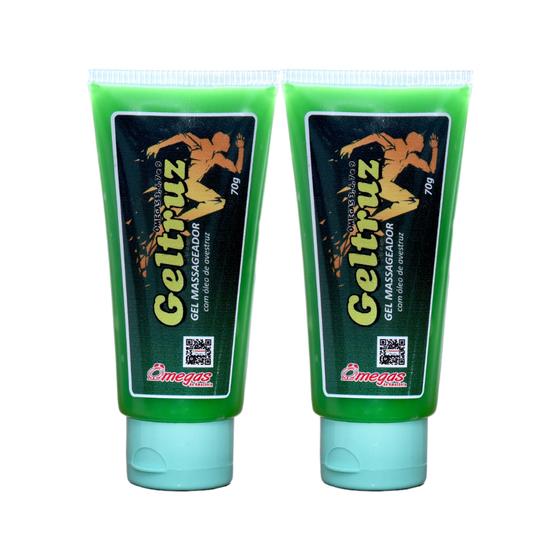Imagem de Kit 2 Geltruz  70 g Gel Massageador Óleo de Avestruz Ômegas Dor nas Pernas Mentol