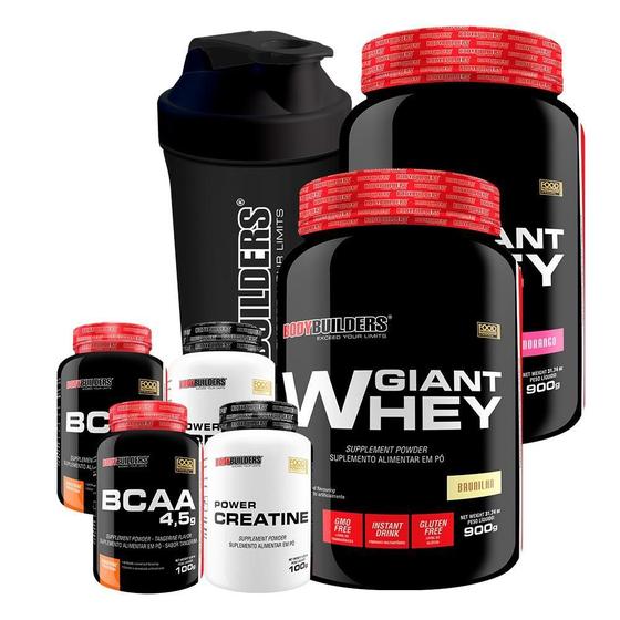 Imagem de Kit 2 Giant Whey 900G+ 2 Bcaa 4,5 100G+ 2 Creatinas 100G