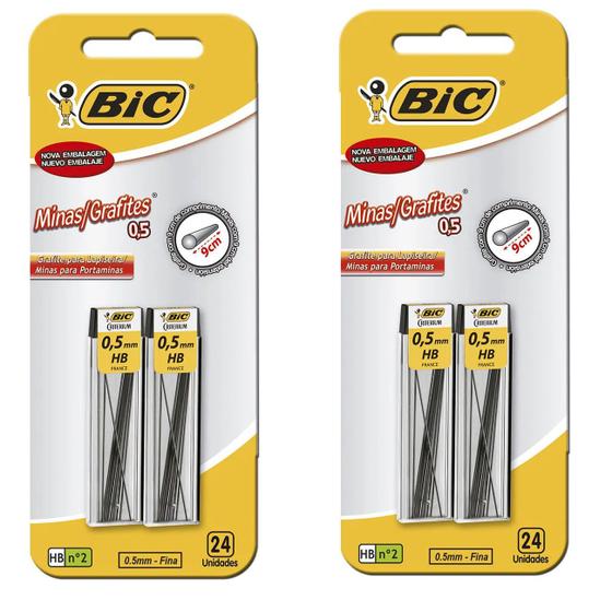 Imagem de Kit 2 Grafite para Lapiseira BIC 0,5mm 4un com 24 Grafites