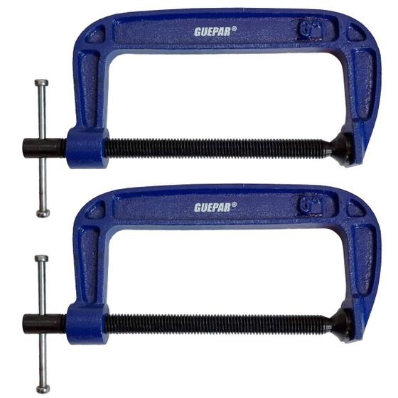 Imagem de Kit 2 Grampo Sargento 150Mm Profissional Tipo C Marceneiro