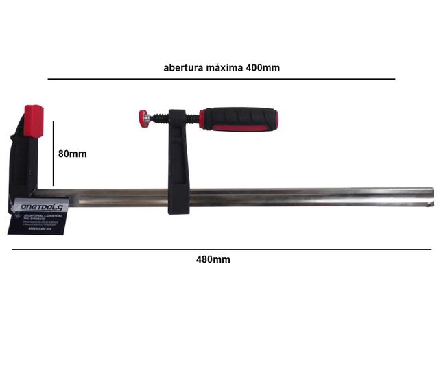 Imagem de Kit 2 Grampos P/ Carpinteiro Tipo Sargento 80x400mm ON36 Onetools