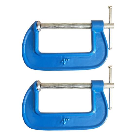 Imagem de Kit 2 Grampos Sargento De Fixação Tipo C 4 Polegadas 100mm