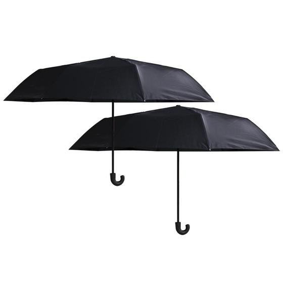 Imagem de Kit 2 guarda chuva sombrinha simples preto cabo j