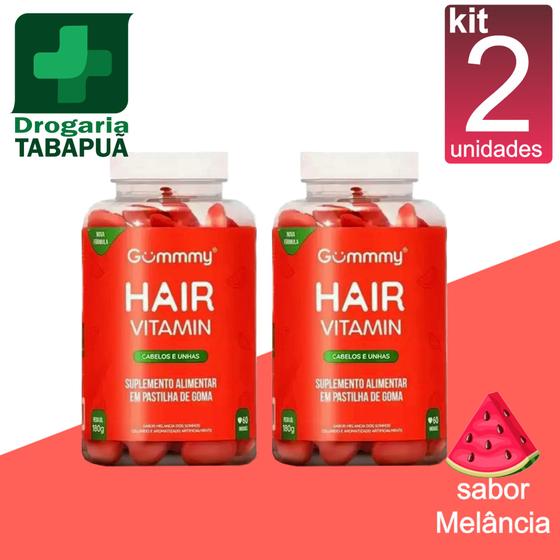 Imagem de kit 2 Gummy Hair Vitamin Original Crescimento Do Cabelo e Unhas 60gms sabor Melancia