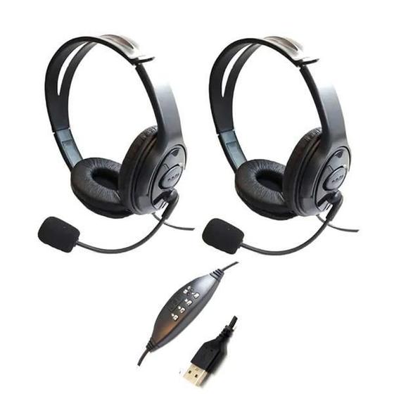 Imagem de Kit 2 Headset Usb Voip Com Cancelador De Ruído Agem Ahx300