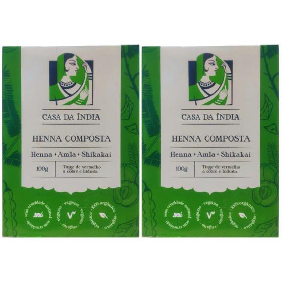 Imagem de Kit 2 Henna Composta Herbal Ruivo Tipo Laranjinha 100g cada - Casa da Índia