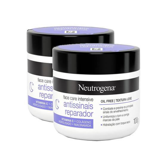 Imagem de Kit 2 Hidratantes Facial Antissinais Reparador Neutrogena Face Care Intensive 100g